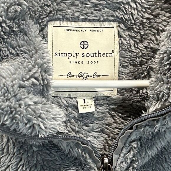 Simply Southern Classic Sherpa Fleece Quarter Zip Sweater - L - EUC - Picture 3 of 4